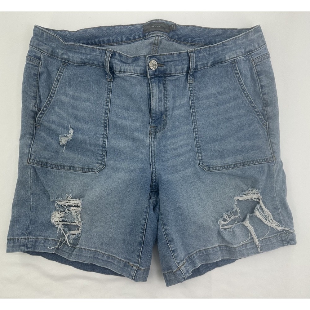 Torrid Bermuda Shorts Women's 18 Blue Distressed Jean‎ Denim
